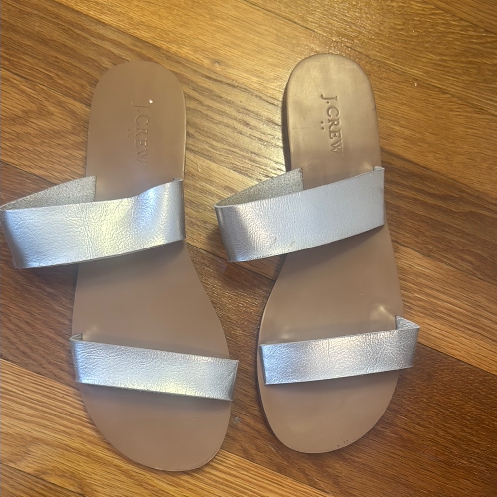 J crew sandal, silver, size 9